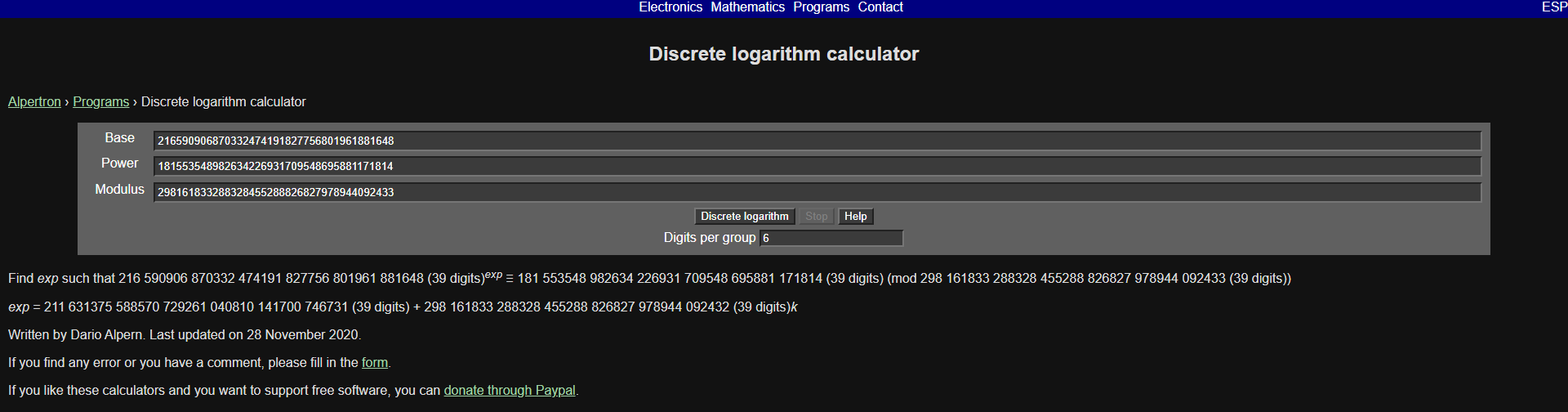 Discrete Log Calculator